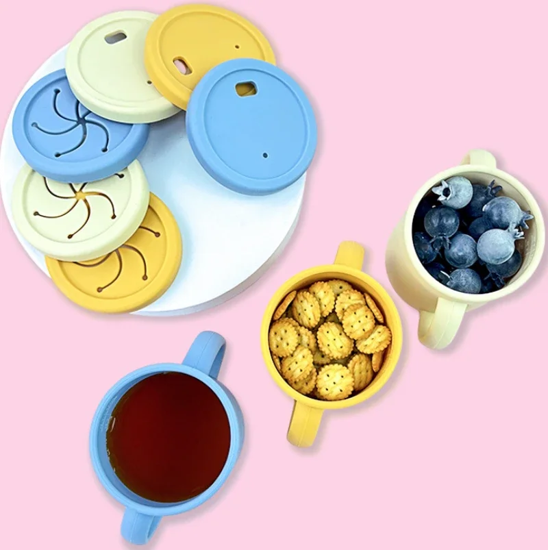 Juego de platos de silicona de grado alimenticio para niños, tazón de alimentación de bebé, plato de succión, taza de paja, cuchara de madera, tenedor, vajilla para niños, platos para niños pequeños