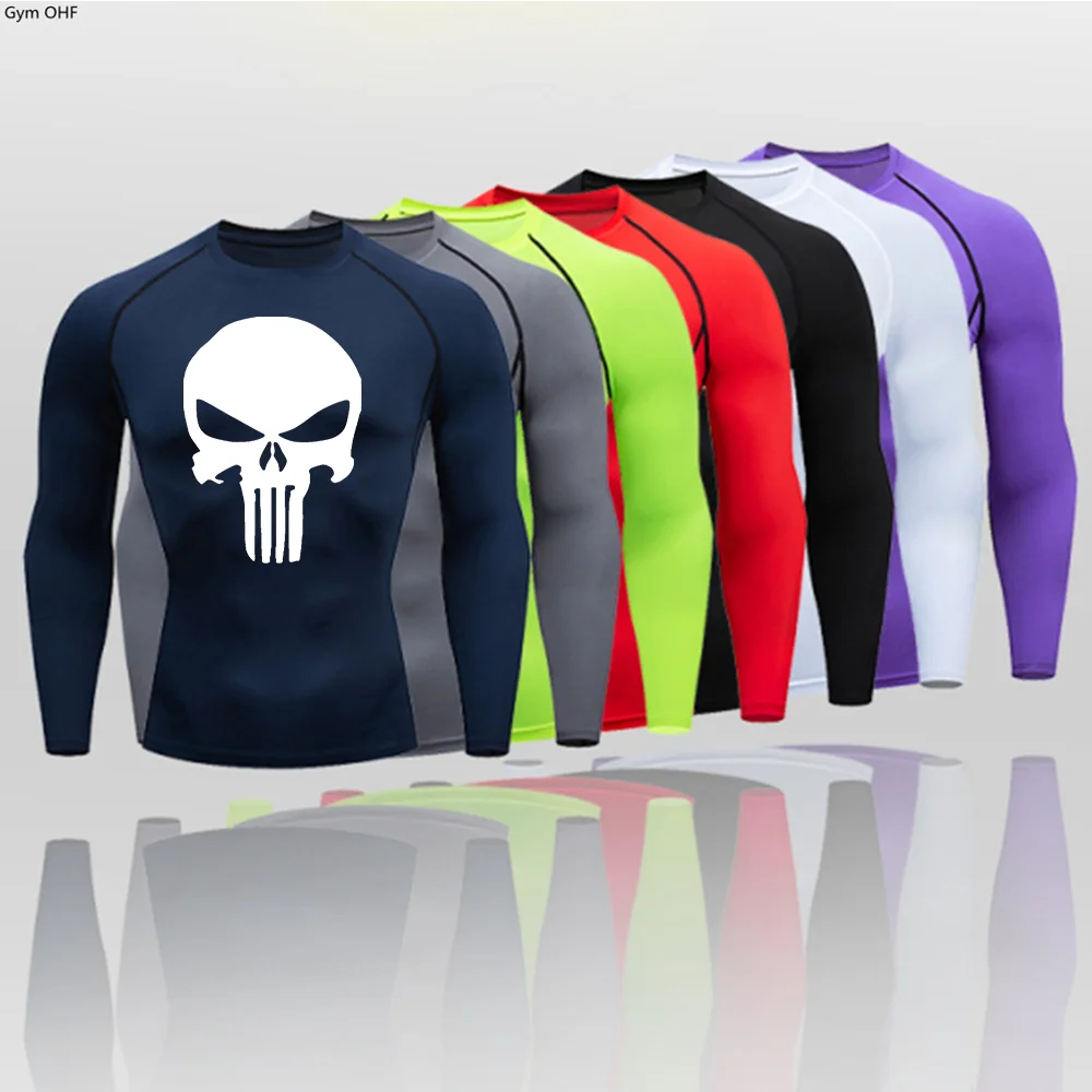 Camisetas de compresión para correr para hombre, ropa elástica para gimnasio, entrenamiento de fútbol, culturismo