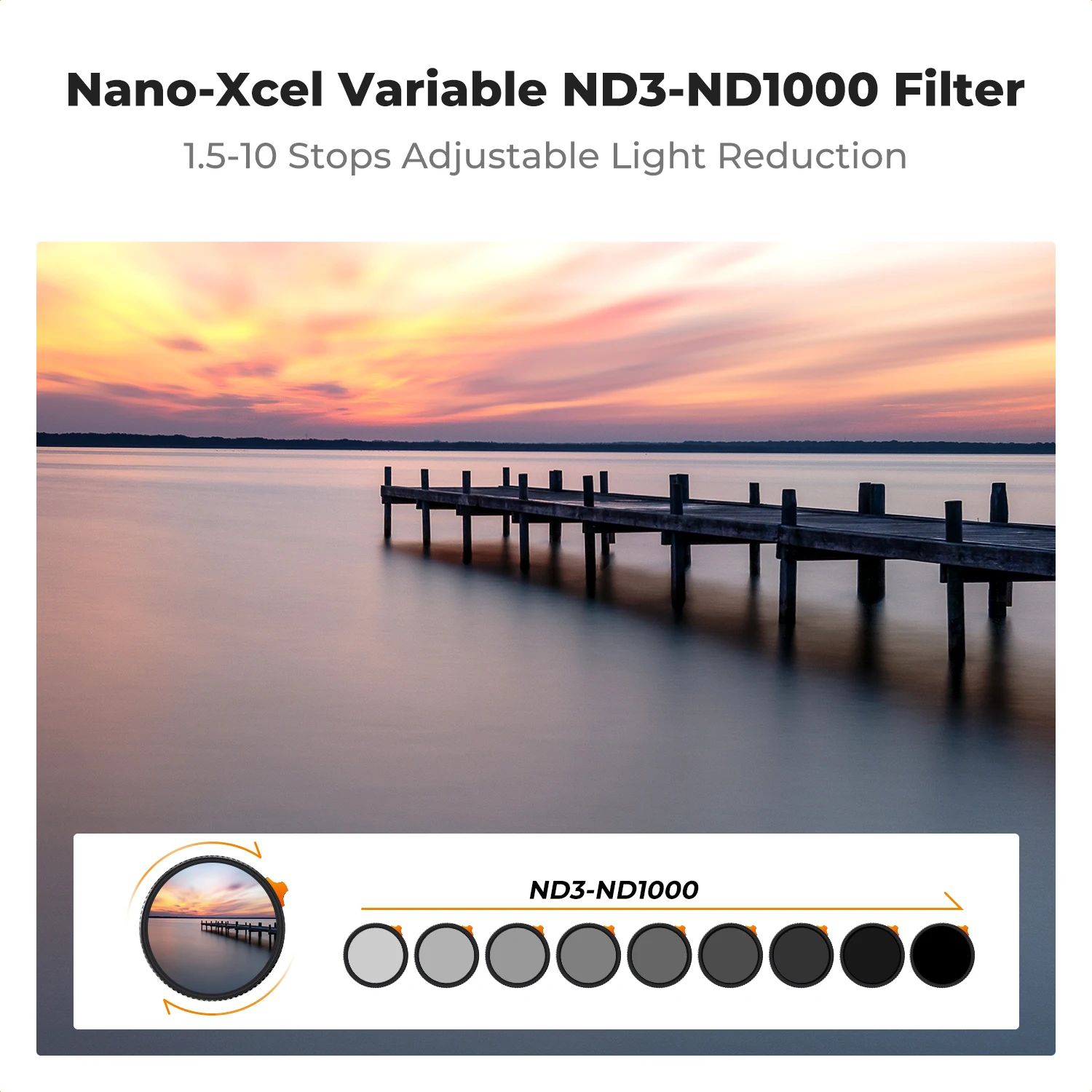Filtro ND variable Nano-X de K&F Concept, filtro de densidad neutra ND3-1000, 49 mm, 52 mm, 55 mm, 58 mm, 62 mm, 67 mm, 72 mm, 77 mm, 82 mm.