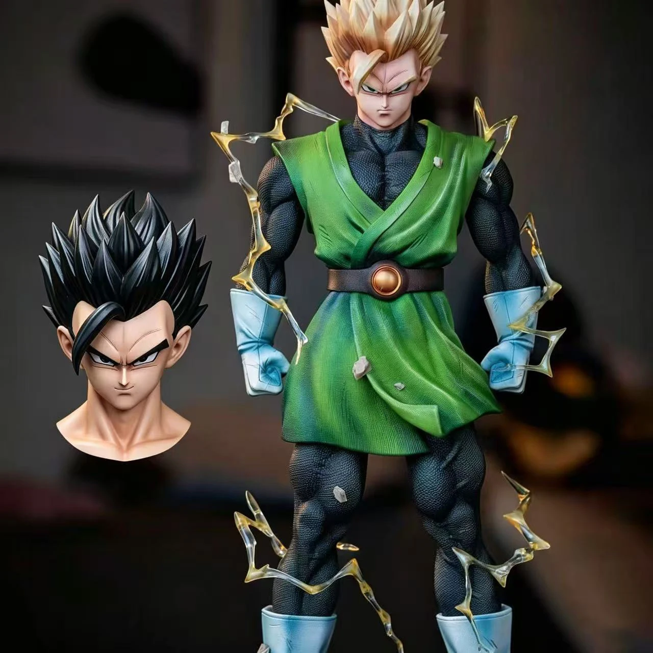 Figura de Son Gohan de Dragon Ball Z de 32 cm/12.6 pulgadas con cabezas intercambiables, Gohan del Futuro Super Saiyan, estatua de PVC, juguete coleccionable, regalo.