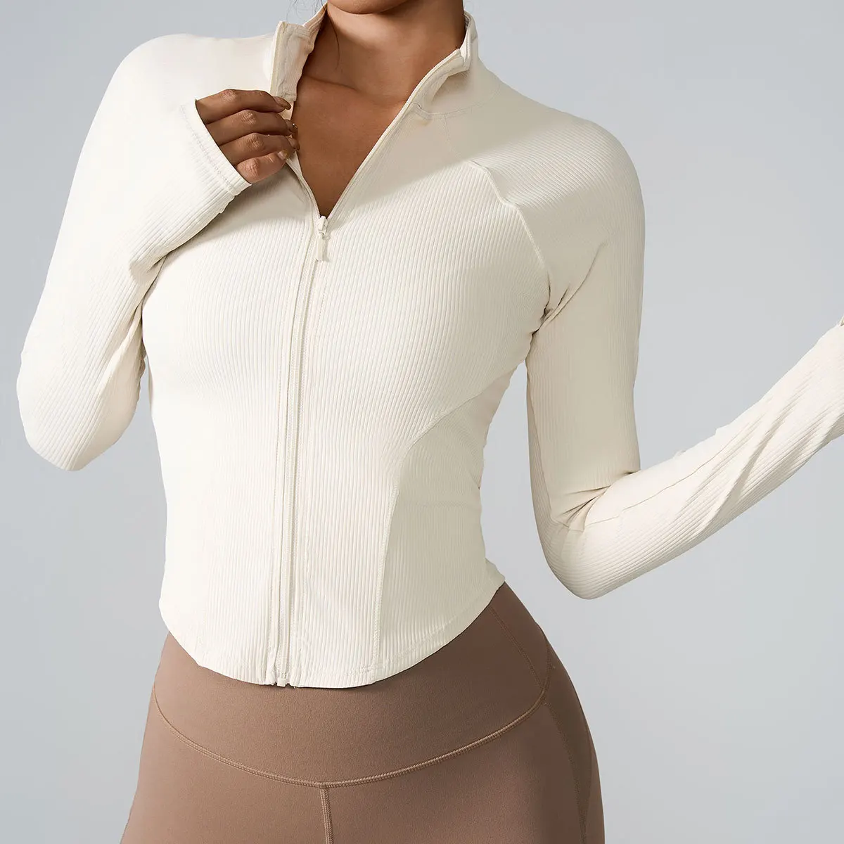 Ropa de manga larga para mujer, chaqueta deportiva con cremallera, ropa exterior para entrenamiento profesional, correr y fitness, primavera