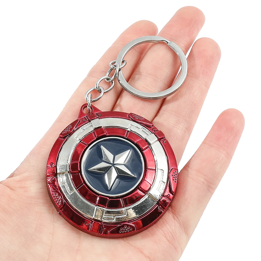 Llavero con Escudo del Capitán América, Divertido y Creativo, Giratorio, Superhéroe de los Vengadores, Accesorio para Mochila y Llaves de Coche