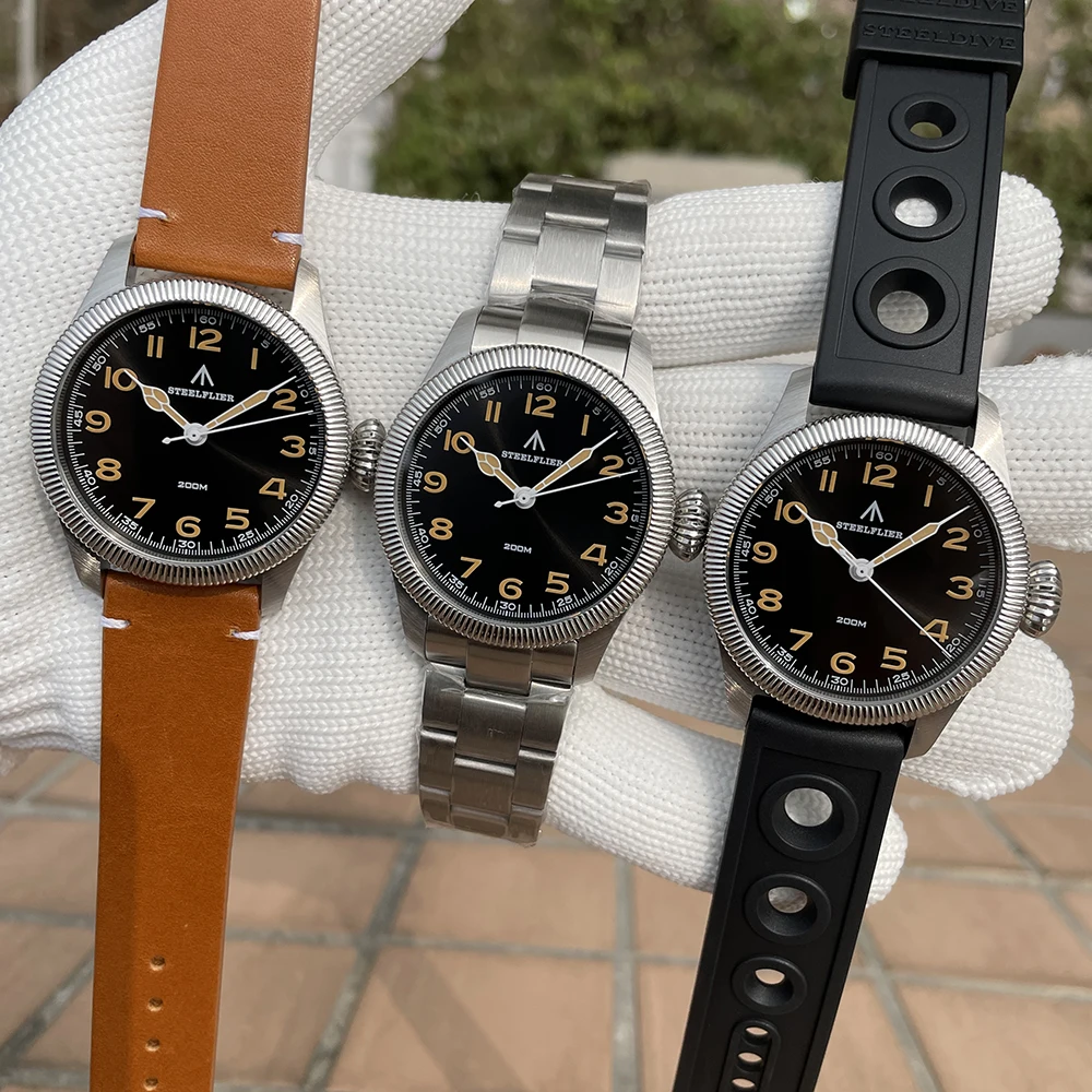 STEELFLIER oficial SF741 relojes de pulsera clásicos de cuarzo recuerdos espejo de zafiro VH31 silencioso 200M impermeable reloj luminoso de lujo