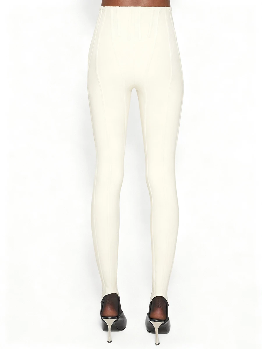 TWOTWINSTYLE, pantalones minimalistas lisos adelgazantes con decoración de línea empalmada para mujer, pantalones de tiburón a la moda de cintura alta para mujer, novedad de otoño