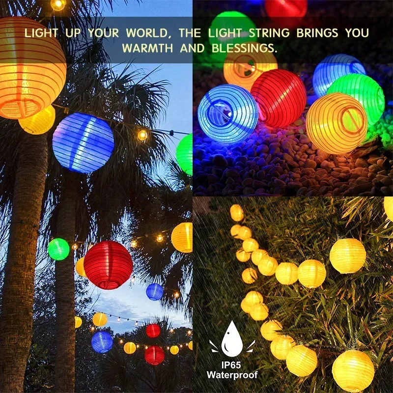 Guirnalda de luces alimentadas por energía Solar, guirnalda LED impermeable para exteriores, luz de hadas, decoración de jardín y Patio, luz para fiesta de boda y Navidad