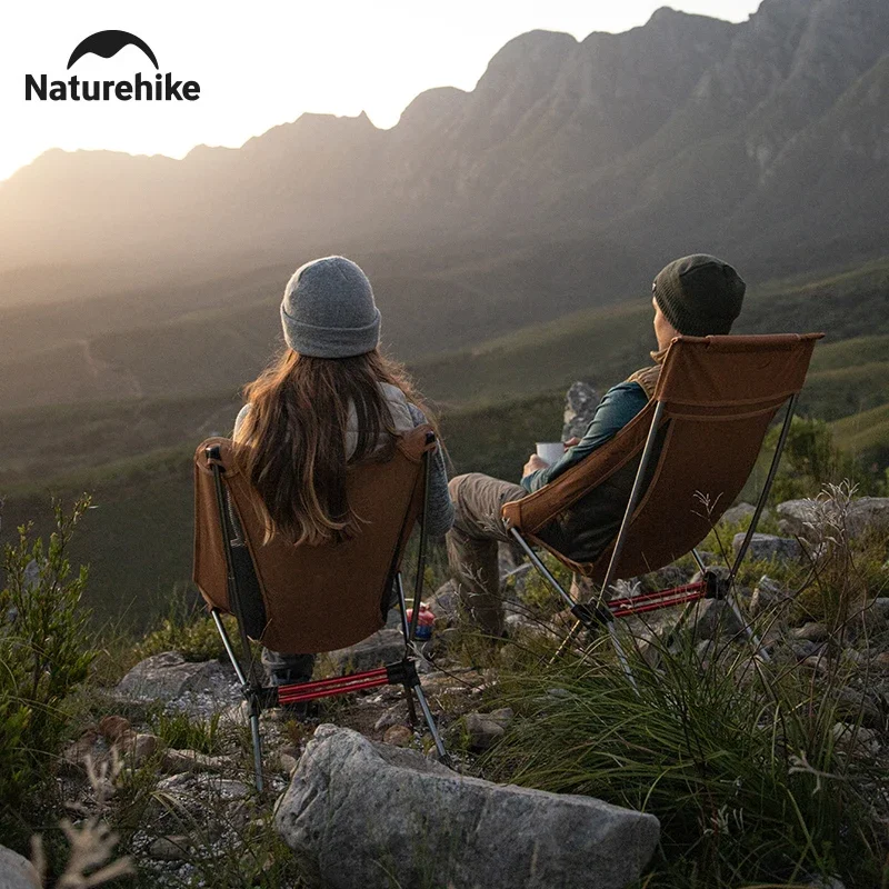 Silla Naturehike Camping Moon, silla plegable ultraligera con respaldo alto, mecedora portátil de carga de 120Kg para viajes, silla para pescar al aire libre