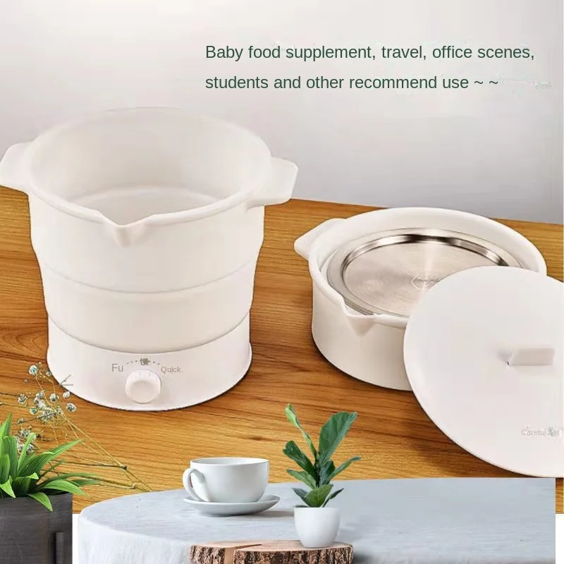 Olla plegable multiportátil para viaje, calentador de leche para bebé, hervidor eléctrico para cocinar, olla caliente, caldera de agua, olla para gachas para bebé