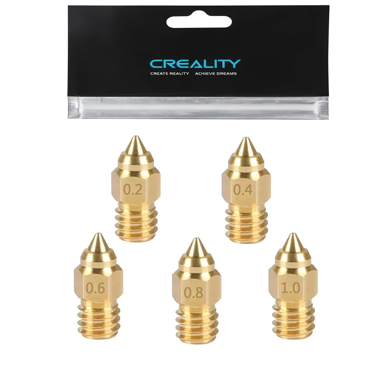 Boquillas Creality Originales 0.4/0.6mm (5 piezas) para Ender 3/Pro/V2/Max/Neo, Ender 5/Pro/Plus, Ender 6 Impresora 3D