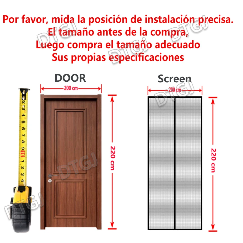 DTGJ mosquitera magnética blanca para puerta, pantalla antiinsectos, malla de fibra de vidrio Invisible, cortina de tamaño personalizado, cierre automático de tul