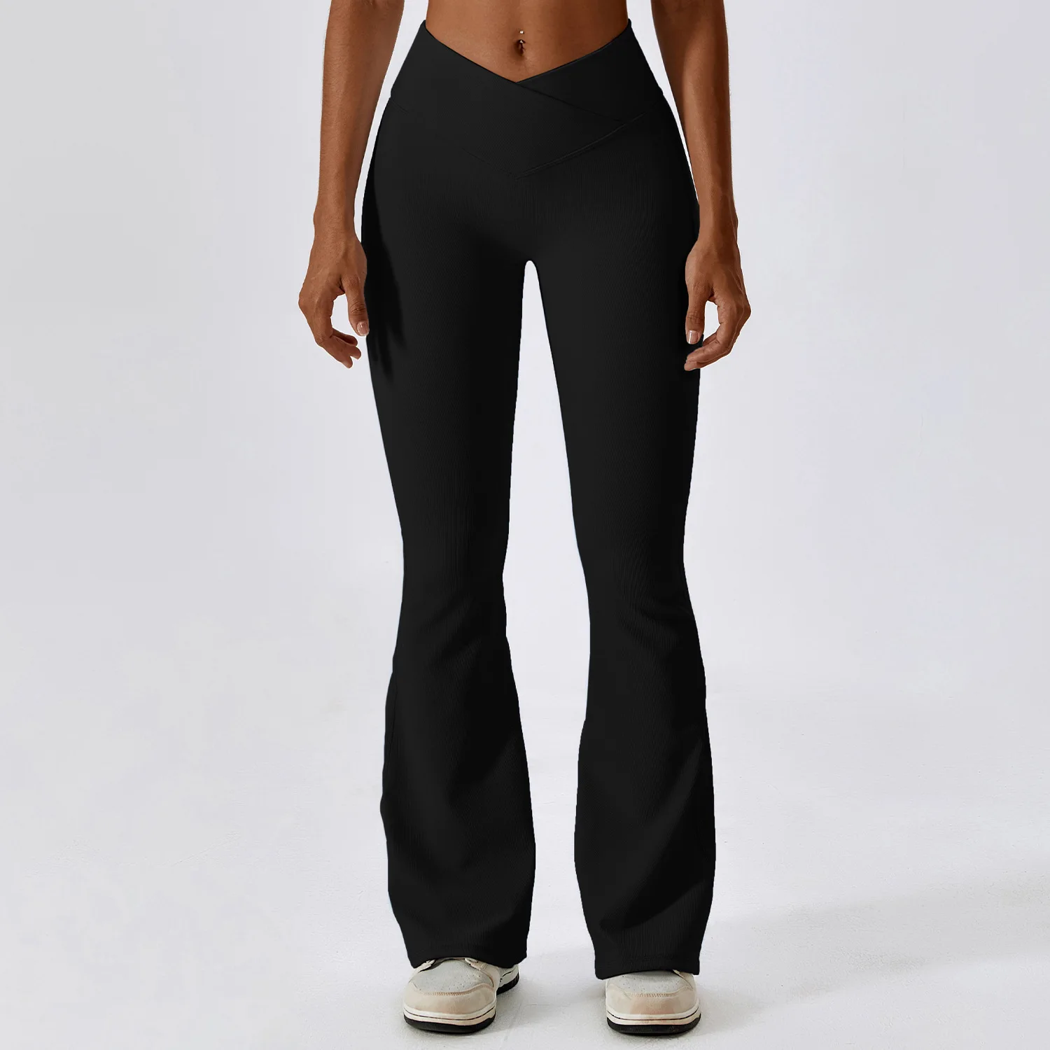 Mallas acampanadas, pantalones de Yoga para mujer, pantalones de pierna ancha de cintura alta, entrenamiento de gimnasio para mujer, pantalones deportivos acampanados, pantalones de baile latino