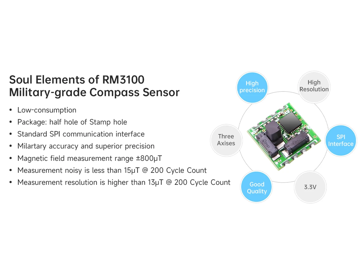 Sensor Magnetómetro Industrial WitMotion PNI RM3100, Salida de Campo Magnético de 3 Ejes, Brújula Electrónica Digital SPI para Arduino