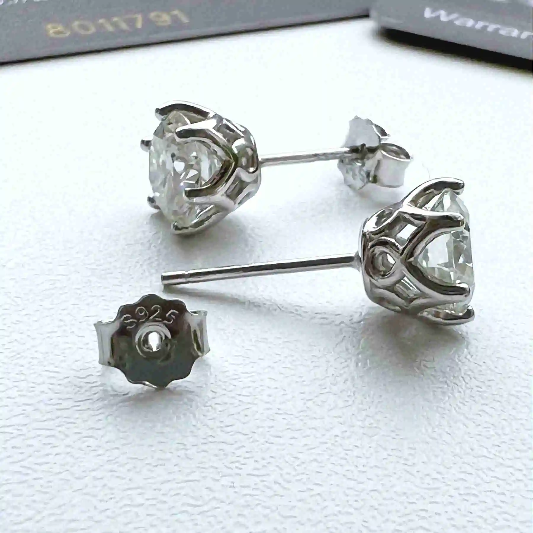 Butterflykiss-pendientes de moissanita de 5/6,5mm para mujer, pareja de plata de ley S925 chapada en oro rosa, regalos de joyería para oreja de boda