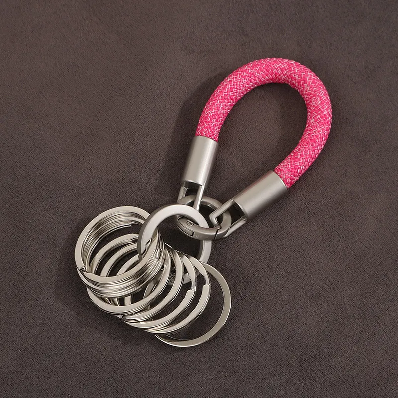 Llavero Minimalista de Aleación de Titanio con Acabado Natural, Organizador de Múltiples Anillos, Cordón Multifuncional, Estilo Insta