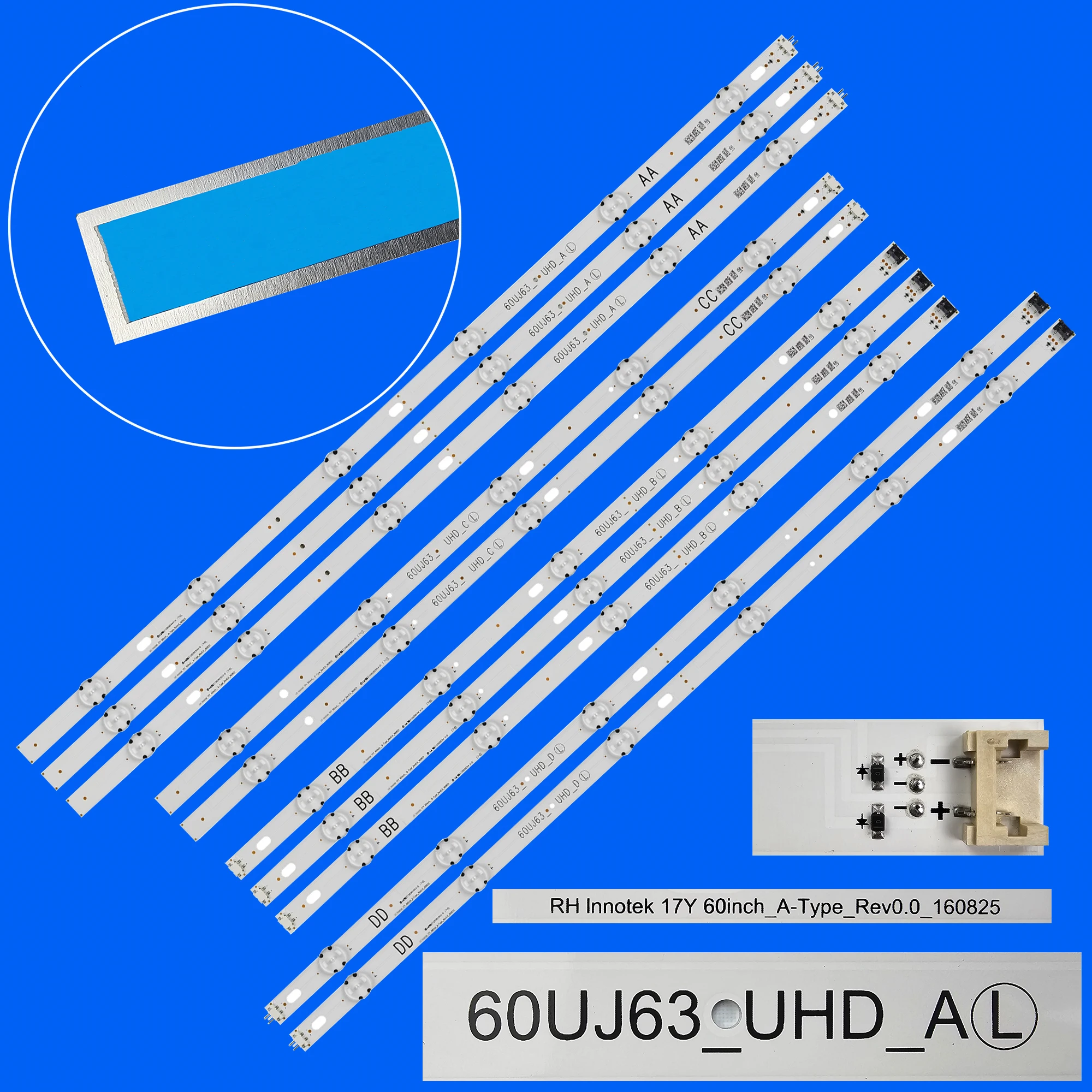 Tira de retroiluminación LED para 60UJ634V-ZD 60UJ6050 60UJ634V 60UJ6300 60UJ6309 60UJ6307 60UJ634V 60UJ630V 60UJ651V 60UJ630Y 60UJ634T
