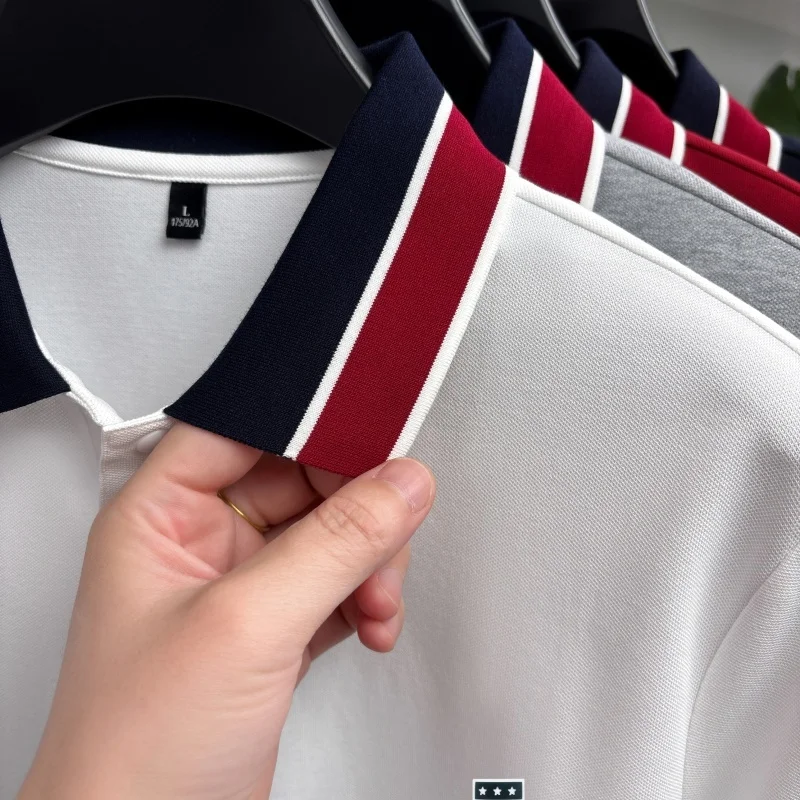 Camisa Polo de Manga Corta para Hombre, Diseño de Rayas con Botones en la Solapa, de Alta Calidad, Suave, Cómoda y Versátil, Ropa Masculina de Verano