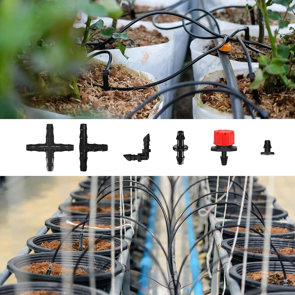 50 Uds conectores de púas accesorios de riego conectores de púas de riego por goteo accesorios de tubos de 4/7mm para maceta jardín césped
