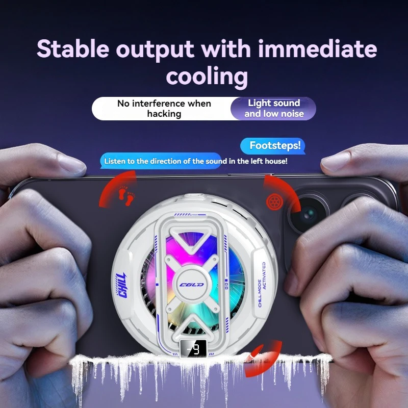 Enfriador Móvil K51 con IA, Clip Magnético Trasero, Radiador de Enfriamiento con Hielo, Pantalla Digital, Luz RGB, Control de Temperatura para Juegos