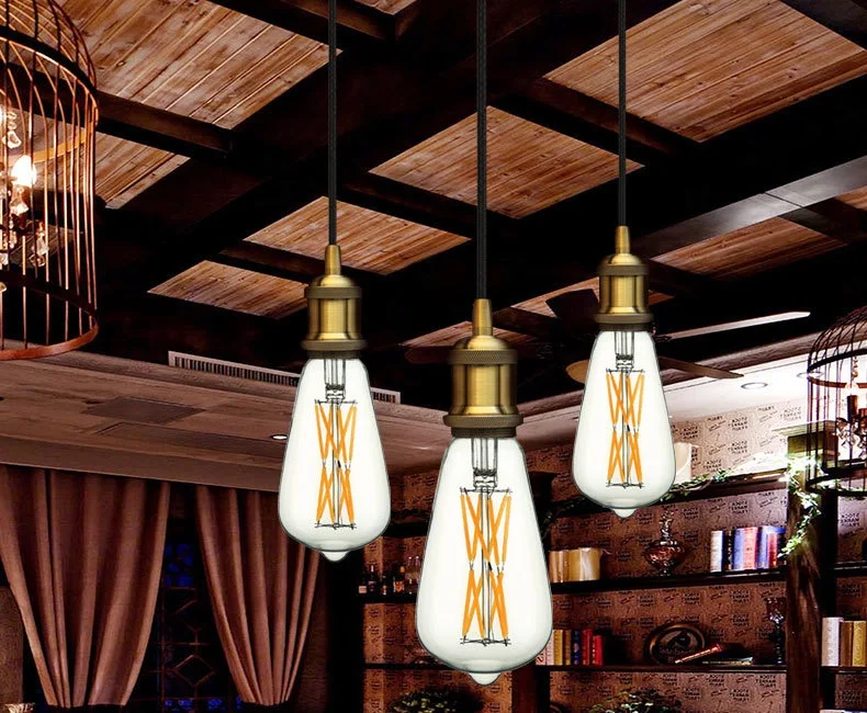 LED ST64 12W 16W DC 220V blanco cálido Yllow 2700K bombilla de filamento dorado E27 luz Vintage Edison lámpara Retro aspecto de vidrio dorado
