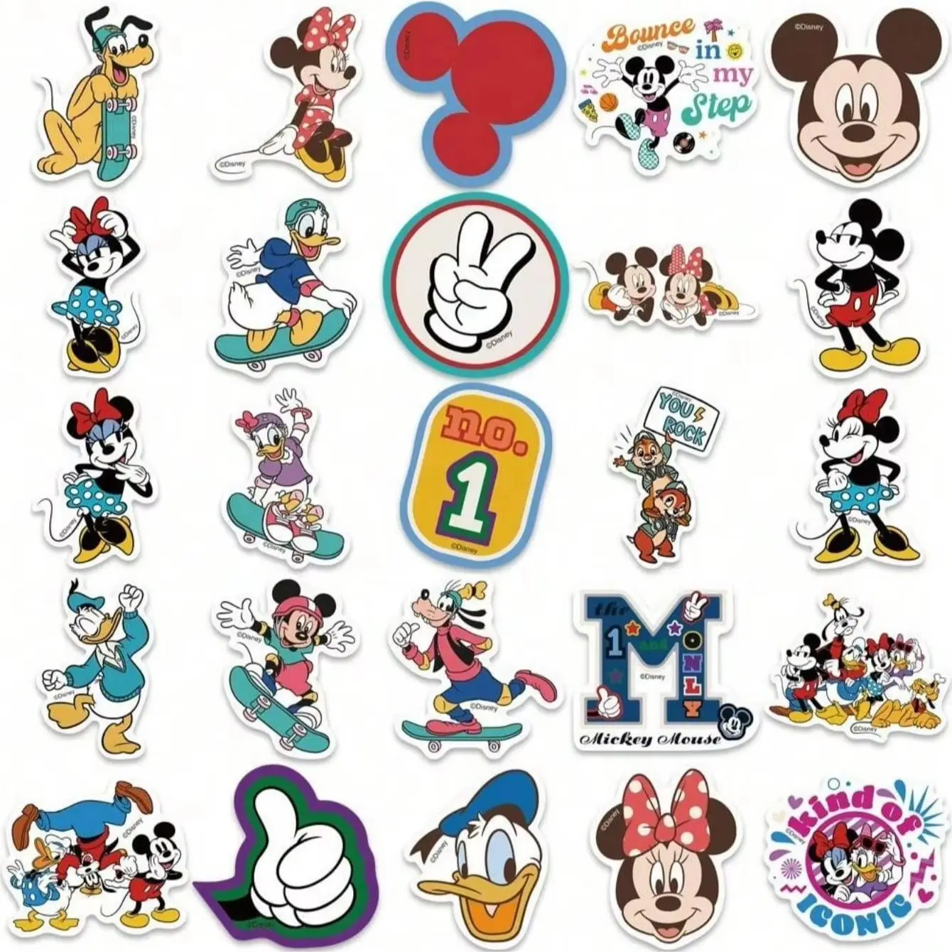 50 Pegatinas de Vinilo Oficiales de Disney Mickey Mouse, Resistentes al Agua, Regalos de Dibujos Animados para Botellas de Agua, Portátiles y Parachoques