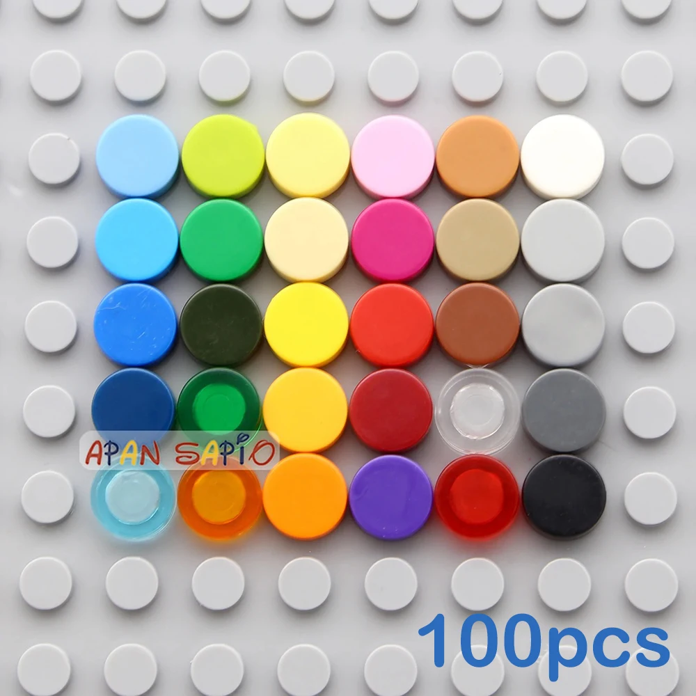 100 Uds. Azulejo 1x1 redondo DIY bloques de construcción 33 colores juguetes educativos creativos para niños tamaño Compatible con 98138