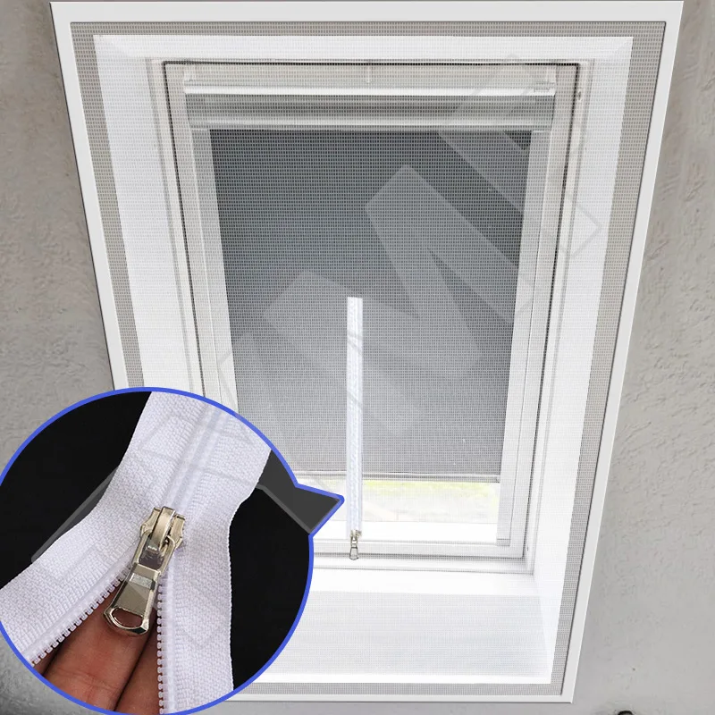 TYMF-malla Invisible de fibra de vidrio para ventana de ático, cremallera blanca, tamaño personalizado, prevención de mosquitos y moscas, verano, nuevo