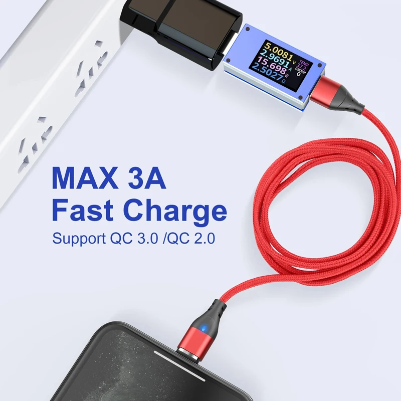 Cable Micro USB tipo C de carga rápida magnética para iPhone Samsung Xiaomi Realme Oneplus Huawei Cable de datos magnético para teléfono móvil