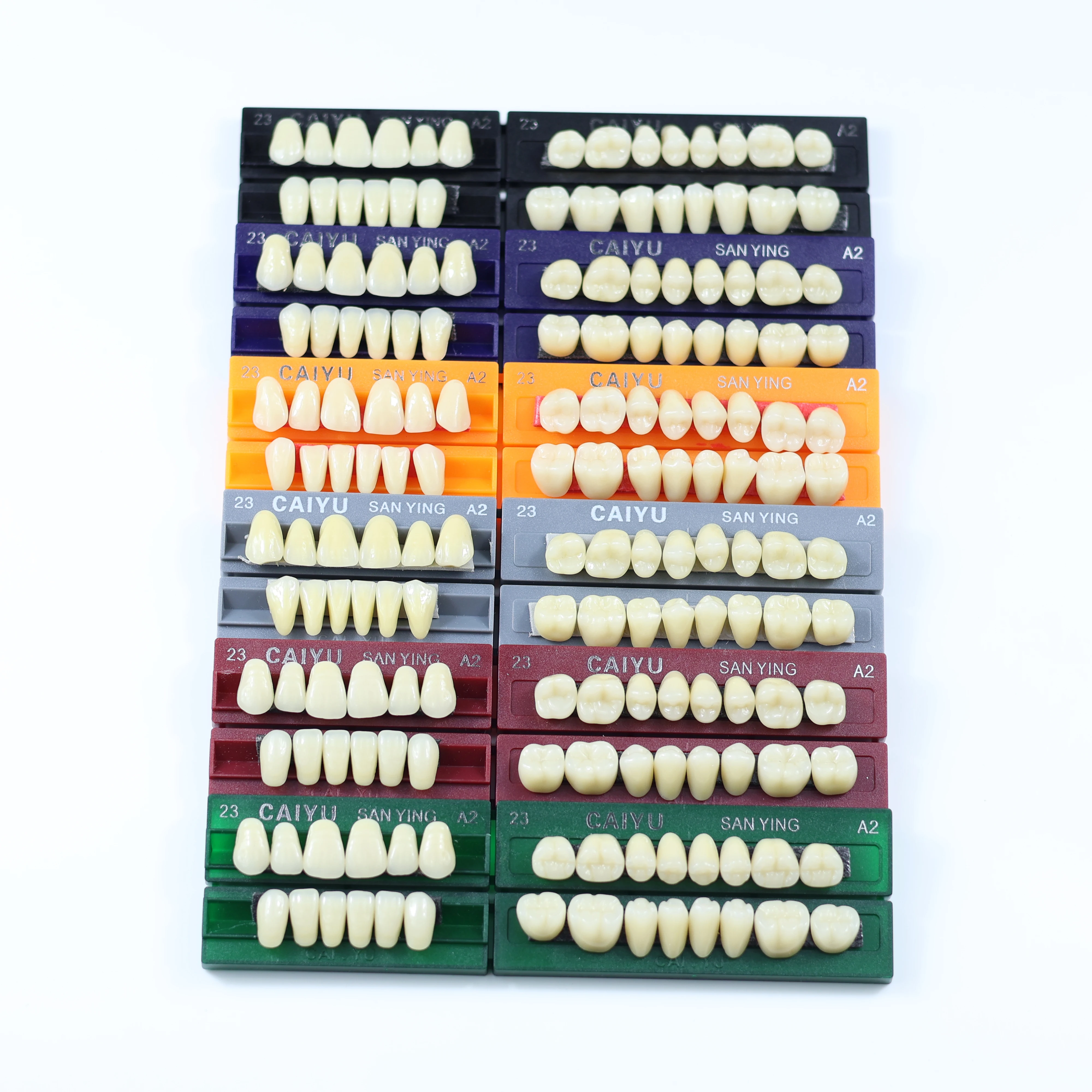 Dientes de resina sintética acrílica Dental, modelo de enseñanza de dientes de boca completa Anterior Posterior, modelo de dientes permanentes, caja de 96 unids/set