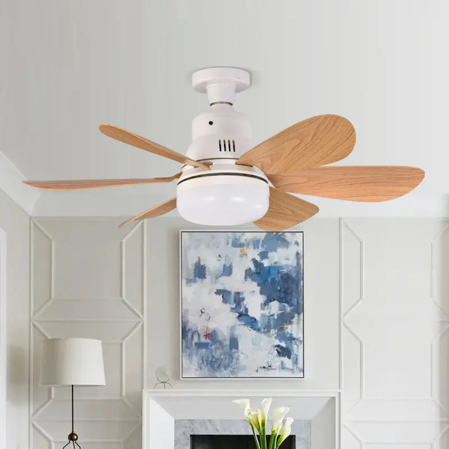 Hogar E26 E27 LED ventilador de techo luz Control remoto inalámbrico con luces nocturnas de atenuación continua ventilador inteligente para habitación Oficina estudio