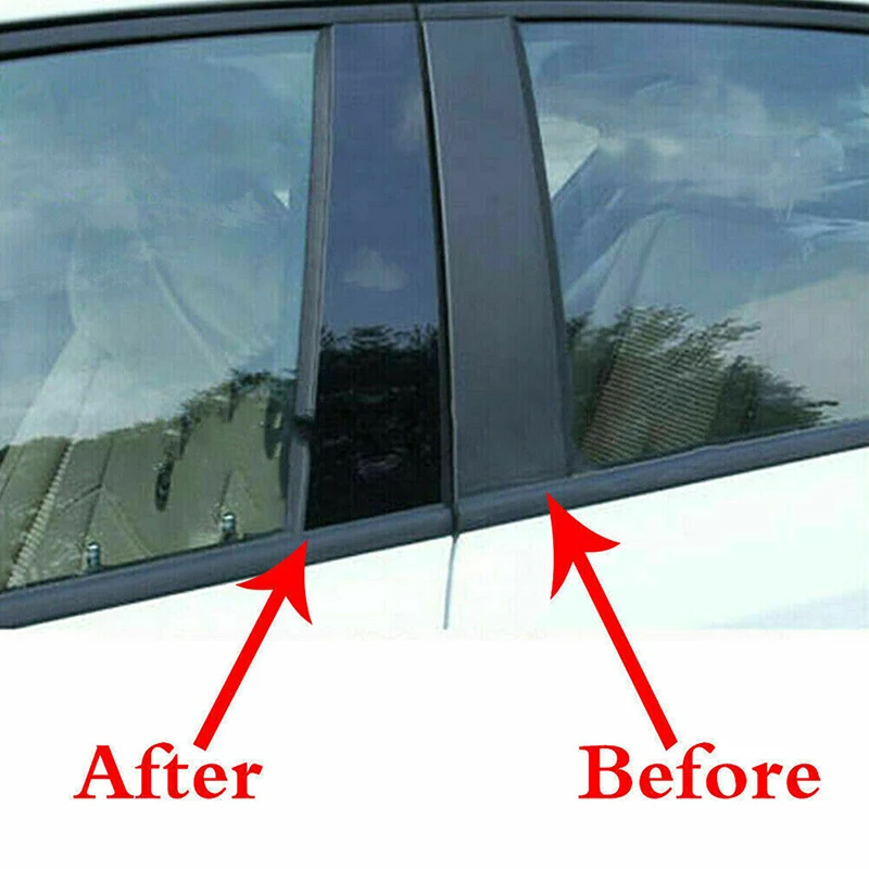 Postes de pilar de ventana negra brillante, 6 piezas, cubierta de embellecedor de puerta, pegatinas de coche para Toyota Fortuner 2016-2022, accesorios de decoración de coche
