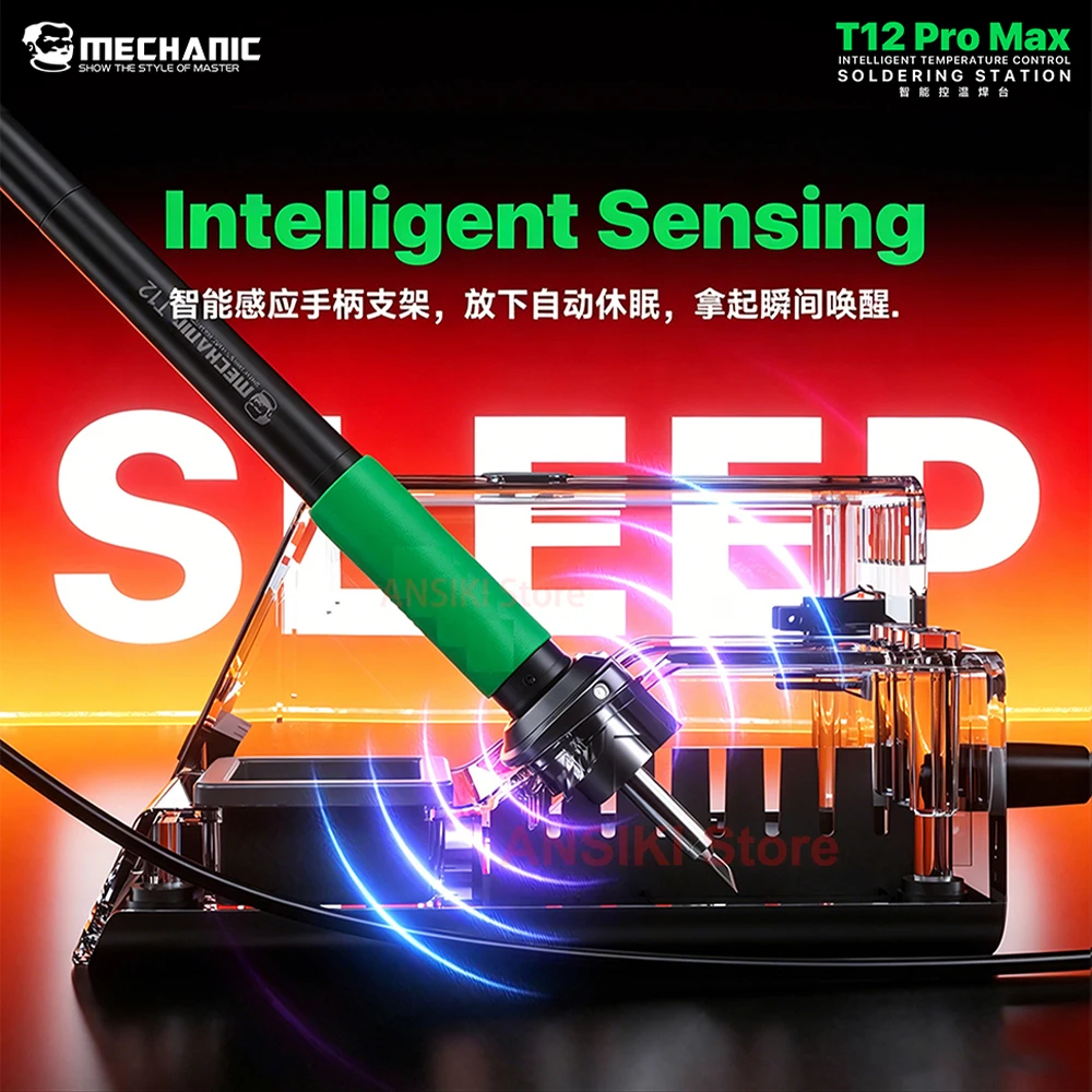 Estación de soldadura MECHANIC T12Pro Max T12 con control PID, 160W de alta potencia, calentamiento rápido en 4s, modo de reposo inteligente, herramienta de reparación de soldadura con mango T12.