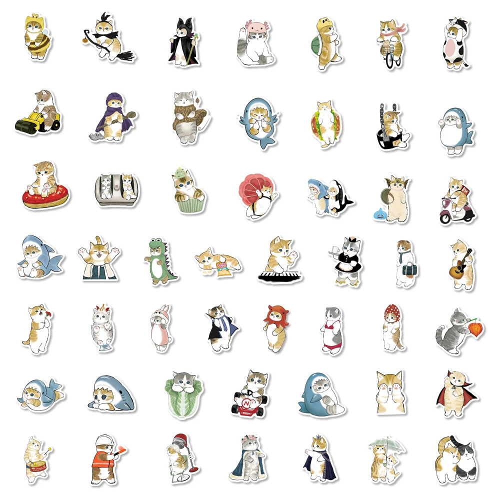 10/30/50/100 Uds lindo gato Animal pegatinas de grafiti Kawaii calcomanías de dibujos animados niños juguete portátil DIY álbum de recortes maleta teléfono coche pegatina