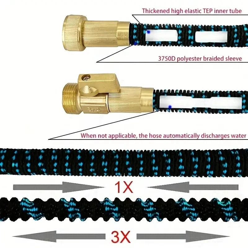 Manguera mágica expandible para riego y limpieza de jardín, conector de 3/4 ", cabezal de aspersor, dispositivo de riego, sin kinks