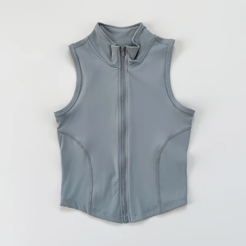 Ropa Deportiva para Mujer, Yoga, Fitness, Chaleco Deportivo sin Mangas con Cuello Alto y Cremallera, Chaleco Delgado para Yoga y Fitness
