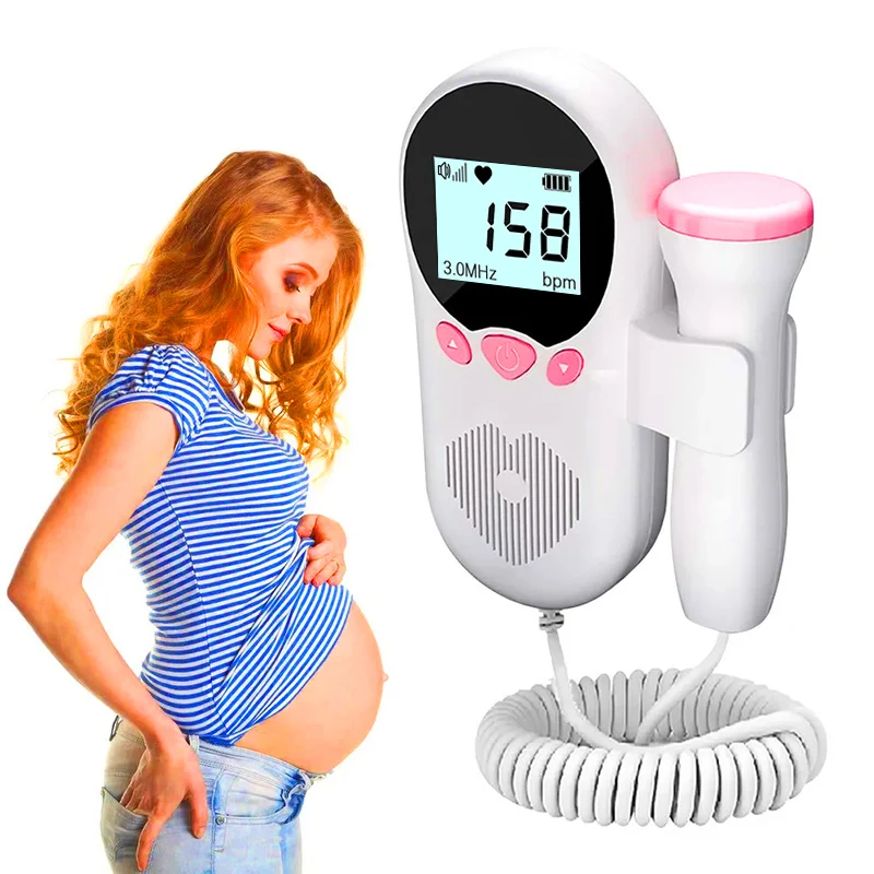 Monitor de ritmo cardíaco Fetal Doppler para el hogar, Detector de latido del corazón para embarazo y bebé, retroiluminación LCD, estetoscopio sin radiación, medidor de pulso de 3MHz
