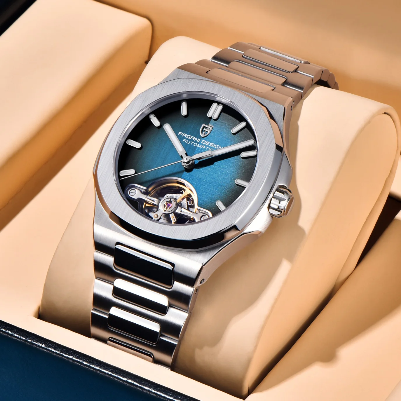 PAGANI DESIGN, nuevo reloj Tourbillon mecánico ahuecado para hombre, reloj deportivo elegante con zafiro resistente al agua, reloj de acero 316L Movt japonés