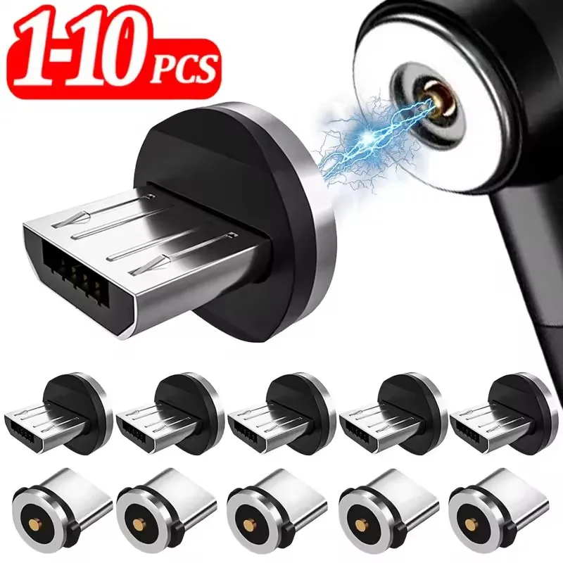 Adaptador de Cable de Carga Magnético de 1 a 10 Piezas para Android Tipo C, Conector Magnético Tipo C, Conectores Micro USB C, Enchufe de Carga Magnético