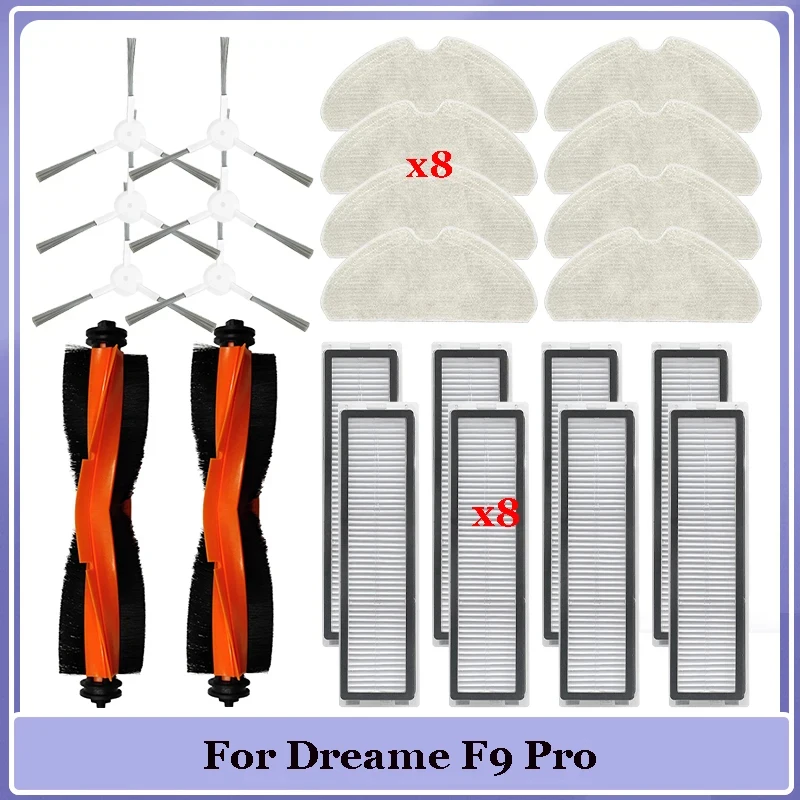 Ajuste para Dreame F9 Pro RLF22GA, D9 Max blanco accesorios de repuesto de aspiradora cepillo lateral principal filtro Hepa paño de mopa trapo