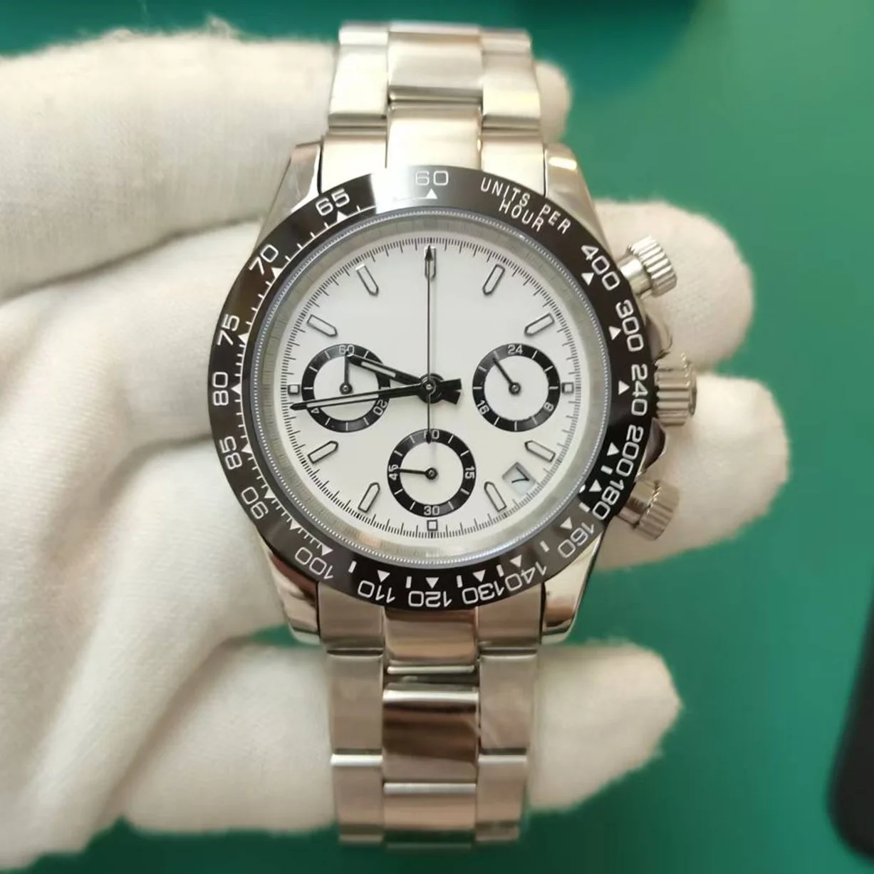 Reloj de Hombre con Cristal de Zafiro, Cuarzo, Cronógrafo, Resistente al Agua 50M, para Natación y Negocios, con Caja de Acero 316L