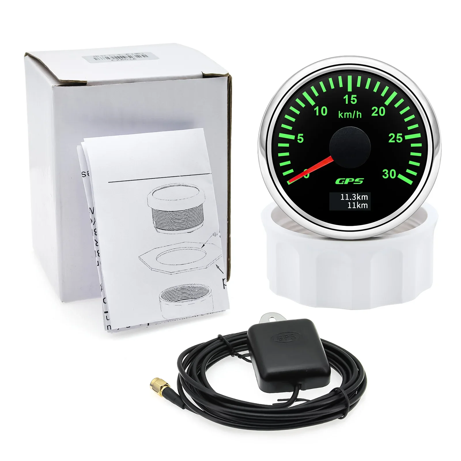 Velocímetro GPS HD de 52MM, 30/60/80/120/200 Km/h, medidor de velocidad para barco, coche y camión, retroiluminación de 7 colores con antena GPS de 9-32V