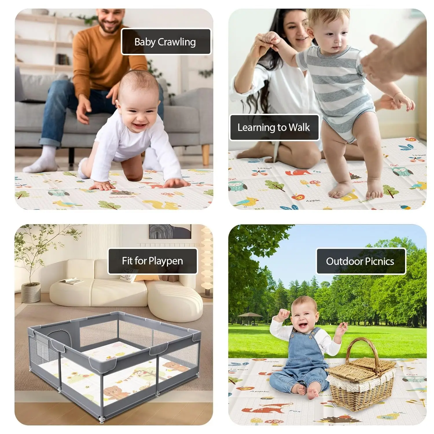Alfombra grande plegable para juegos de bebés, alfombra protectora antideslizante con estampado de doble cara para actividades, estera de juguete educativo para niños, oferta especial