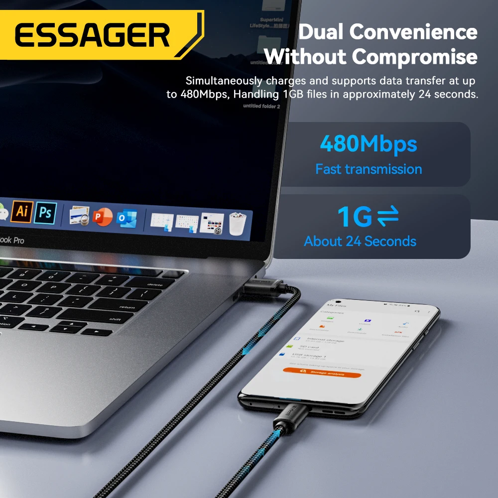 Essager Cable Micro USB 2A Cable USB de carga rápida para Xiaomi Realme Redmi Samsung Huawei teléfono móvil Cable cargador de datos USB 3M