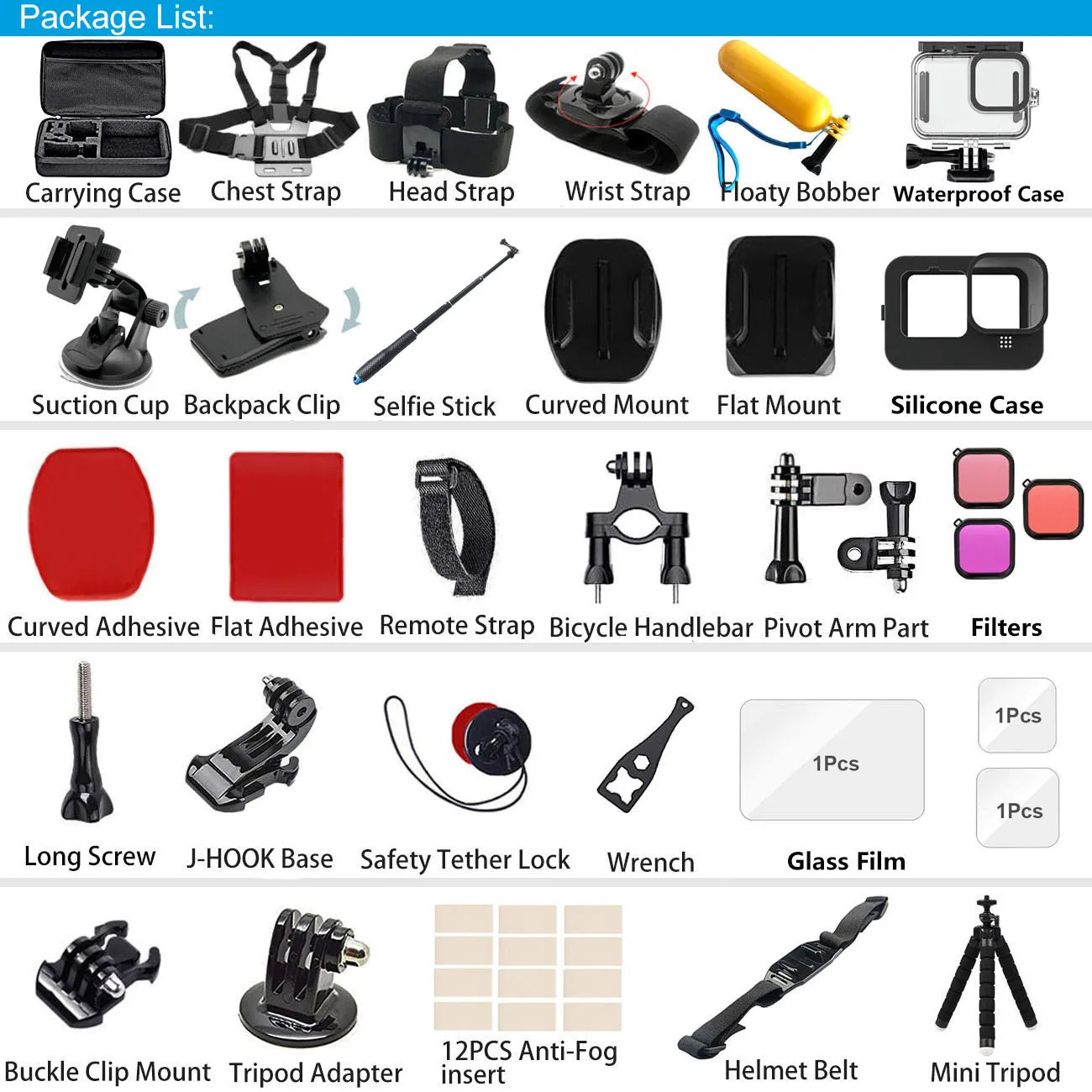 Kit de Accesorios para GoPro Hero 13 Black, Bolsa de Transporte, Carcasa Impermeable, Set de Trípode para Go Pro Hero13