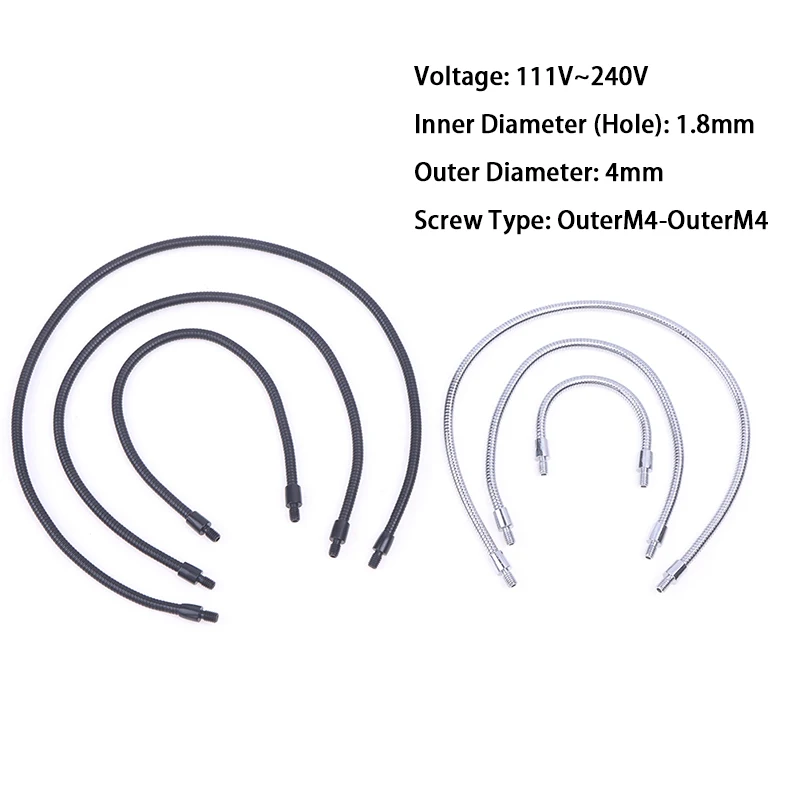 Manguera de posicionamiento de micrófono LED con cuello de cisne M4, color negro y plateado, dos dientes externos, accesorios de iluminación de tubo de serpiente Flexible M4, 1 ud.