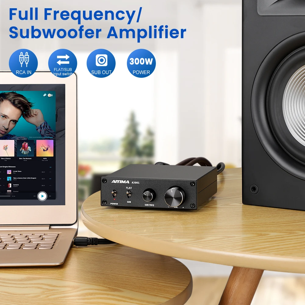Amplificador de Subwoofer AIYIMA Audio A3001 TPA3255, Amplificador de Altavoz HIFI de 300W, Amplificador de Sonido Mono, Amplificador de Potencia Clase D, Amplificador de Audio para el Hogar