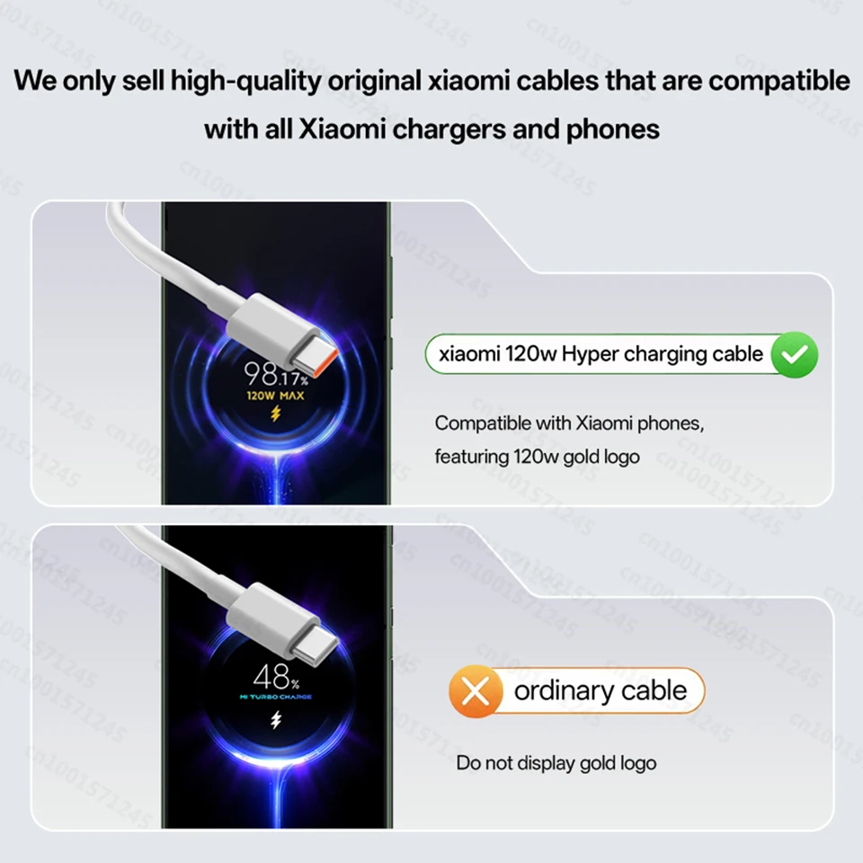 Cable Original XIAOMI Redmi 120W 6A Tipo C, Cable de Carga Turbo de 90W 67W, Cable para Xiaomi 33W 17 15 15t 14 Poco X8 X7 F8 M8 Pro Pad 6