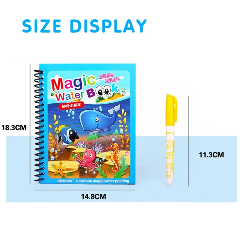 Libro mágico con dibujo al agua, juguetes Montessori, libro para colorear reutilizable, libro mágico de dibujo al agua, educación temprana sensorial para niños