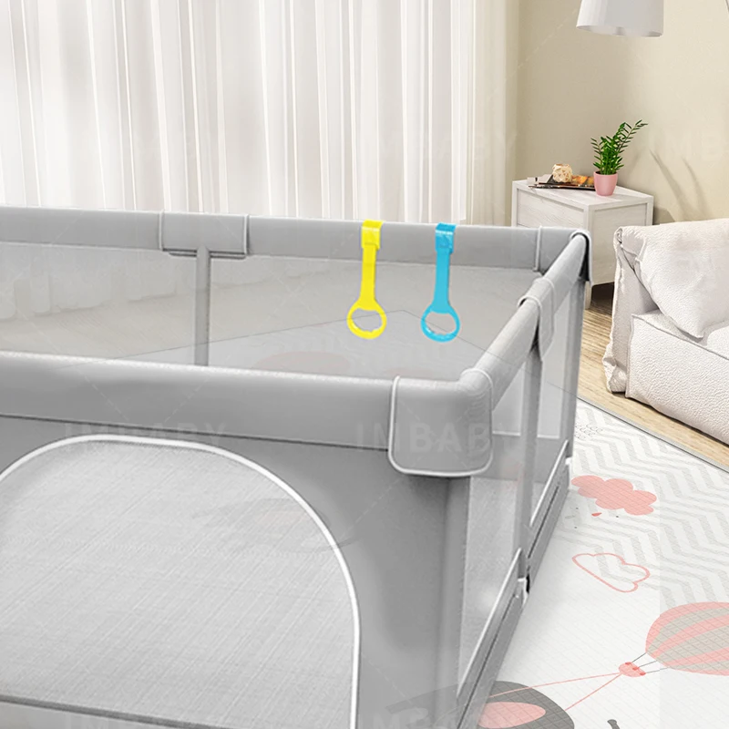 Parque infantil para bebés, parque infantil gris claro, parque infantil grande para bebés con ángulo protector, valla de actividades para bebé