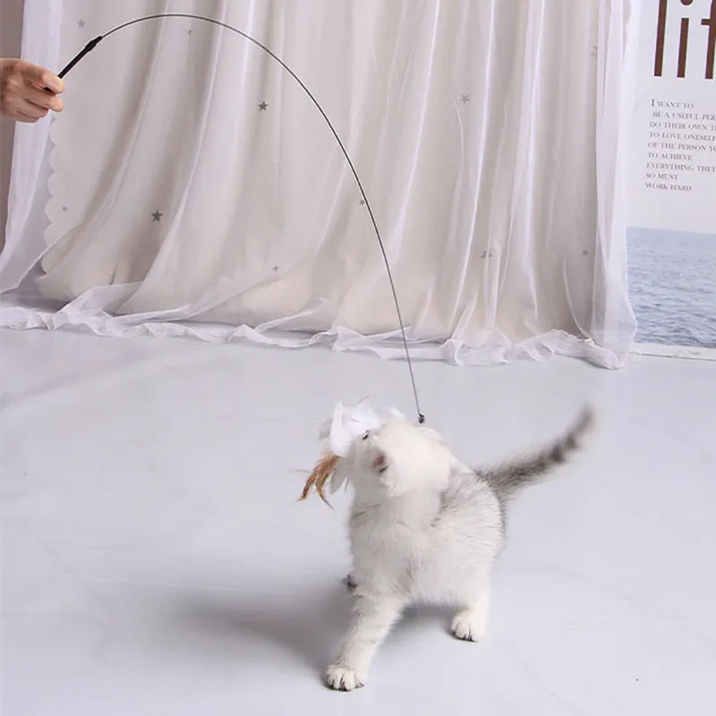 Juguete para gatos, divertidos juguetes interactivos para gatos, juguetes de plumas para gatos, juguete para gatos resistente a mordeduras con palo con ventosa, suministros para mascotas