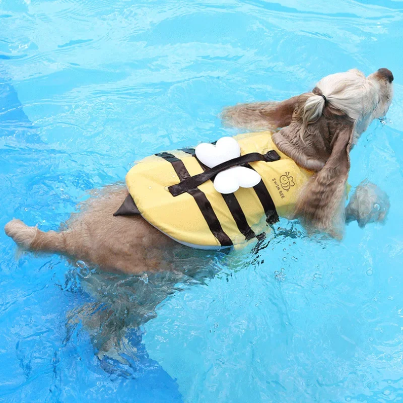 Traje de baño de verano para perros con abeja pequeña, chaleco salvavidas impermeable para cachorros, ropa transpirable para perros, arnés de seguridad para natación, suministros para mascotas