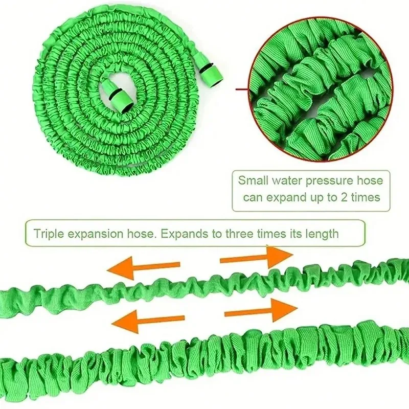 Manguera de jardín extensible de alta presión, tubo de agua mágico, herramientas de riego diario para el hogar, lavado de coches, pistola de agua de limpieza, 25FT-200FT